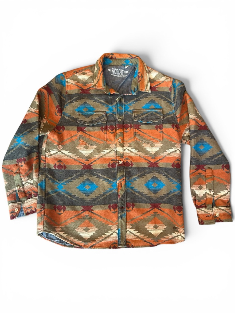 True Grit Men's Southwestern Patterned Shirt Jacket , Multi XL Lined for comfort
